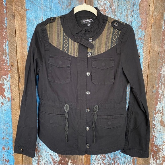 CoffeeShop Black Bomber Canvas Jacket - Picture 2 of 8